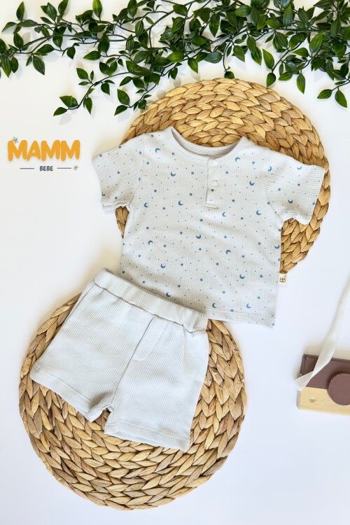 3-18 AY AY YILDIZ  ŞORTLU 2Lİ TAKIM MAVİ