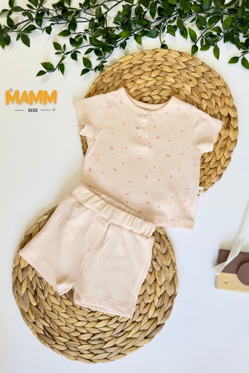 3-18 AY AY YILDIZ  ŞORTLU 2Lİ TAKIM PEMBE