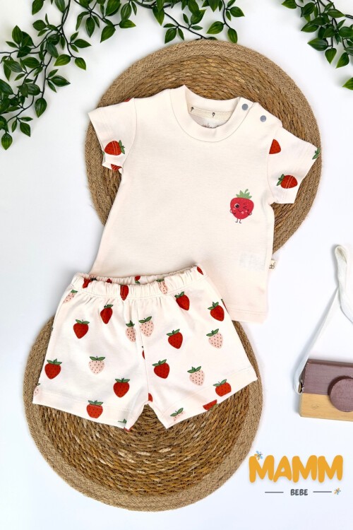 3-18 AY ÇİLEK DESENLİ ŞORTLU TAKIM