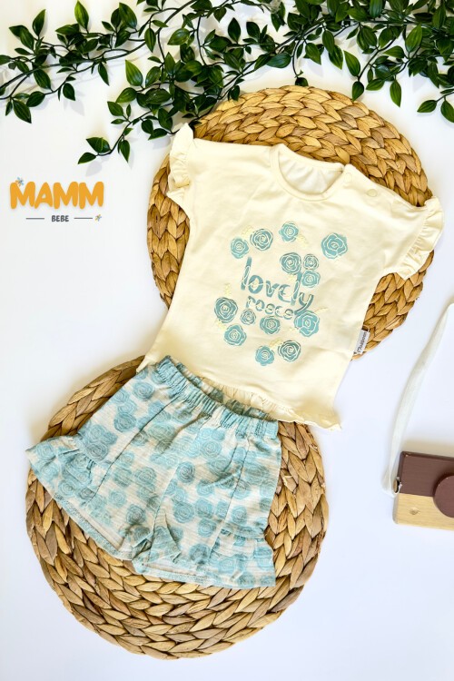 3-18 AY GÜLLÜ ŞORT 2Lİ TAKIM YEŞİL