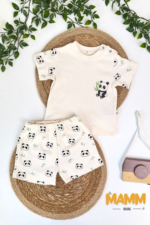 3-18 AY PANDA DESENLİ ŞORTLU TAKIM