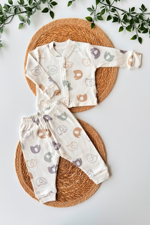 3-6-9 AY FİLLİ PİJAMA TAKIMI BEYAZ