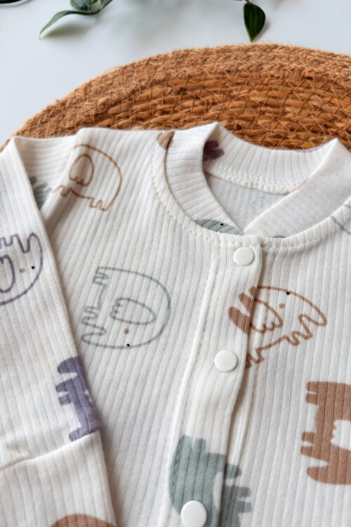 3-6-9 AY FİLLİ PİJAMA TAKIMI BEYAZ