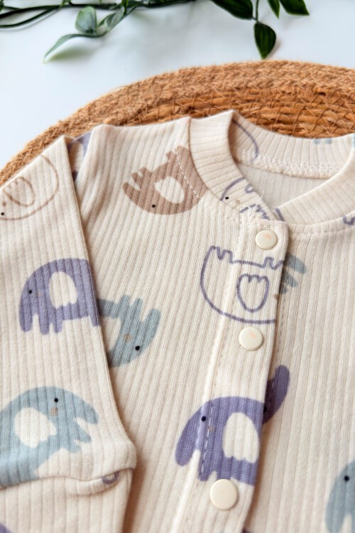 3-6-9 AY FİLLİ PİJAMA TAKIMI EKRU