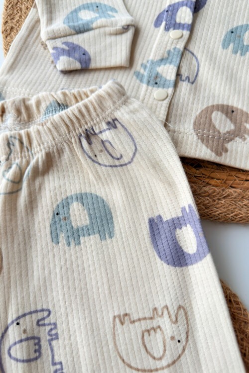 3-6-9 AY FİLLİ PİJAMA TAKIMI EKRU