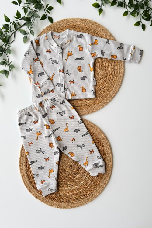 3-6-9 AY HAYVANLAR ALEMİ PİJAMA TAKIMI GRİ