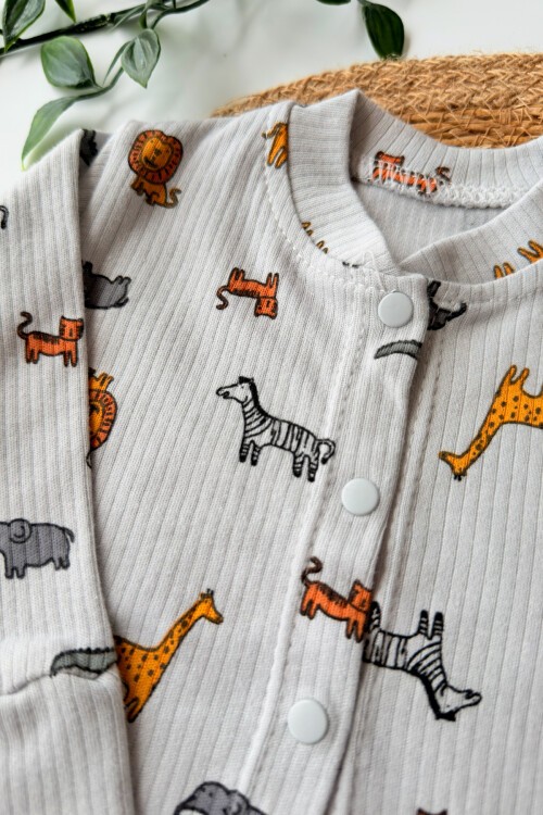 3-6-9 AY HAYVANLAR ALEMİ PİJAMA TAKIMI GRİ