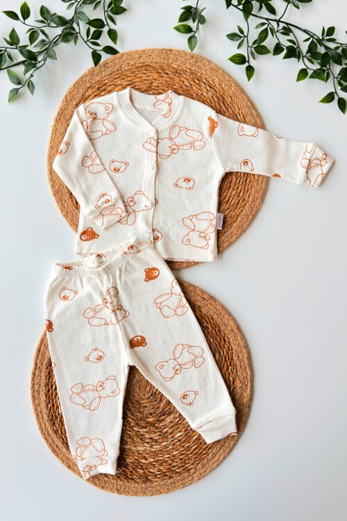 3-6-9 AY RAPOR AYICIKLI PİJAMA TAKIMI BEYAZ