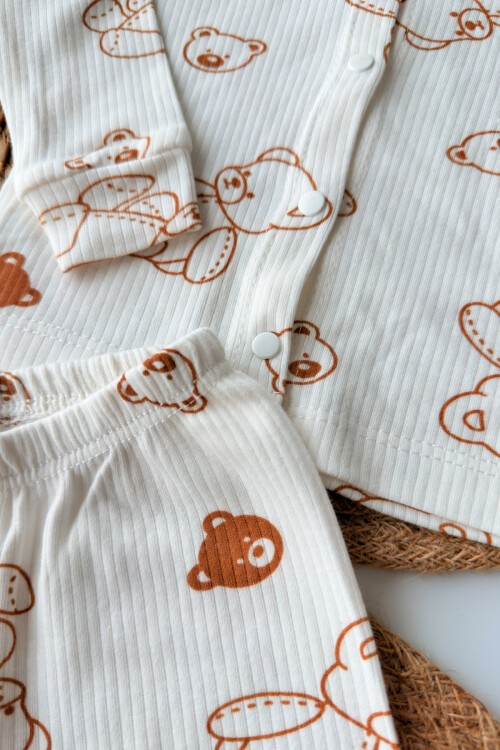 3-6-9 AY RAPOR AYICIKLI PİJAMA TAKIMI BEYAZ