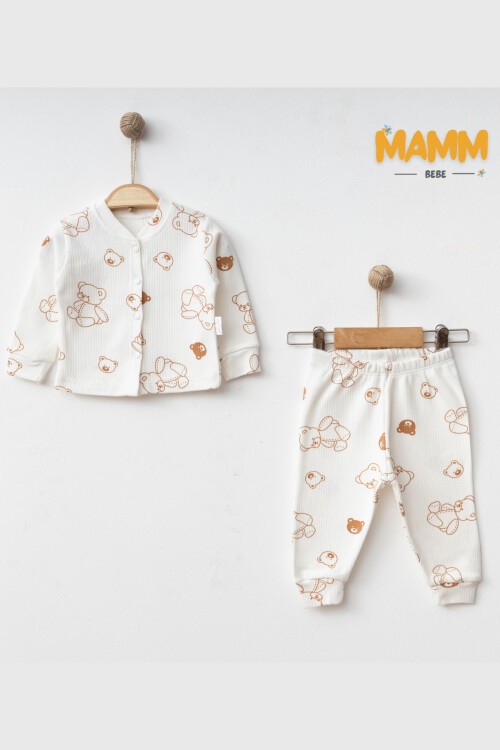 3-6-9 AY RAPOR AYICIKLI PİJAMA TAKIMI BEYAZ