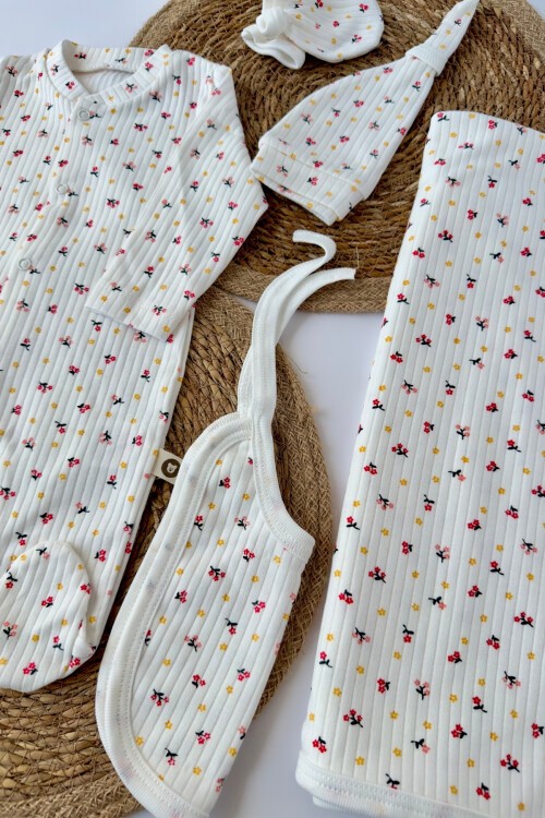 5Lİ HASTAHANE ÇIKIŞ SETİ ÇİÇEKLİ