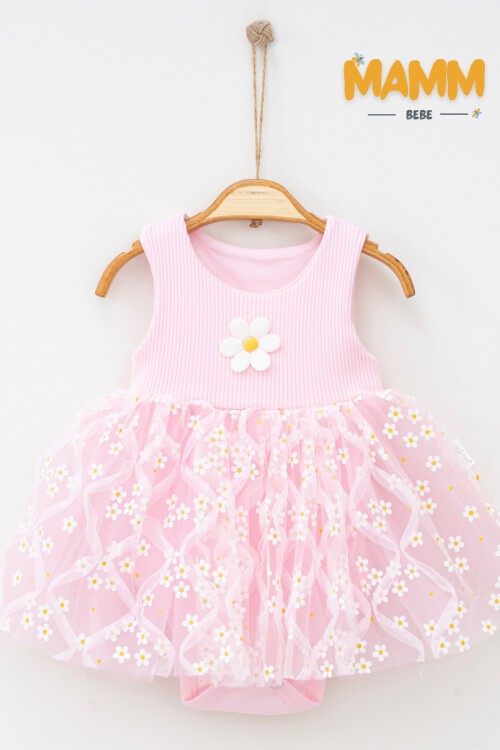 6-12-18 AY ÇİÇEKLİ BODY ELBİSE PEMBE