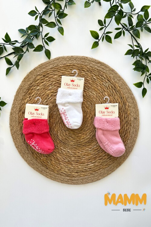 6-12 AY KIVRIK HAVLU KAYDIRMAZ ÇORAP ÜÇLÜ 1001