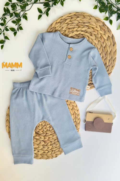 6-18 AY WAFFLE ERKEK NAKIŞLI TAKIM MAVİ