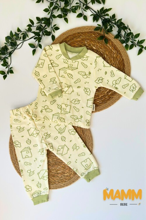 6-24 AY EV DESEN PİJAMA TAKIMI YEŞİL
