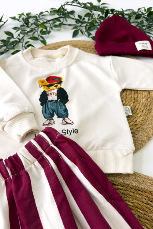 6-36 AY HİP HOP STYLE DÖRTLÜ TAKIM BORDO