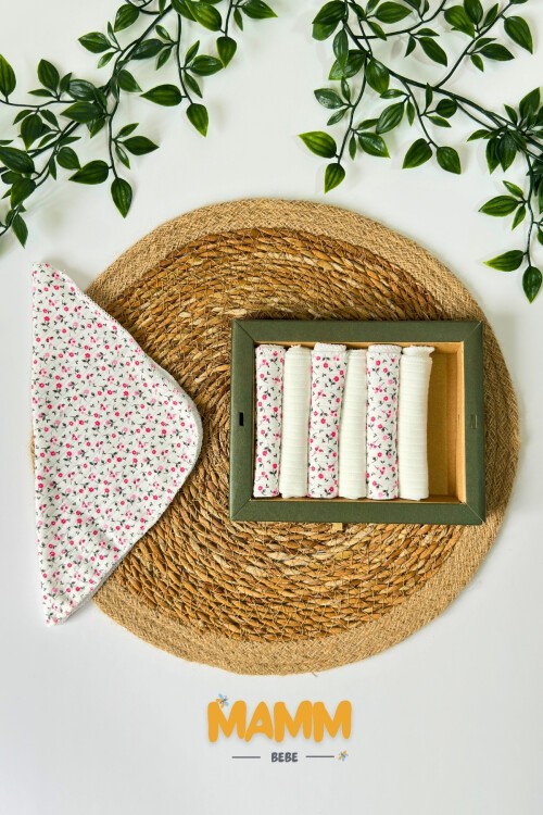 7Lİ AĞIZ SİLME MENDİLİ GÜL DESENLİ