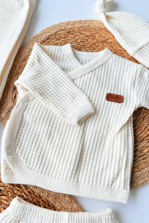 7Lİ WAFFLE HASTAHANE ÇIKIŞ SETİ BEYAZ