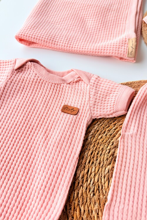 7Lİ WAFFLE HASTAHANE ÇIKIŞ SETİ PEMBE