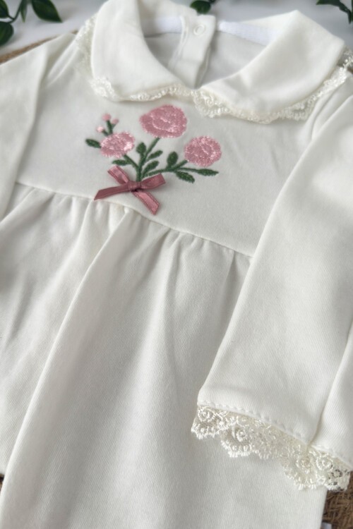 ÇİÇEK NAKIŞLI 7Lİ SET BEYAZ