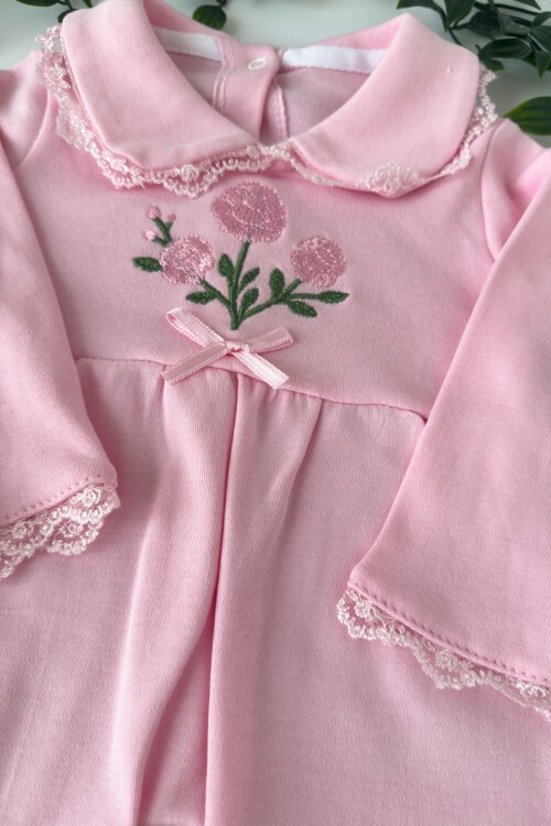 ÇİÇEK NAKIŞLI 7Lİ SET PEMBE