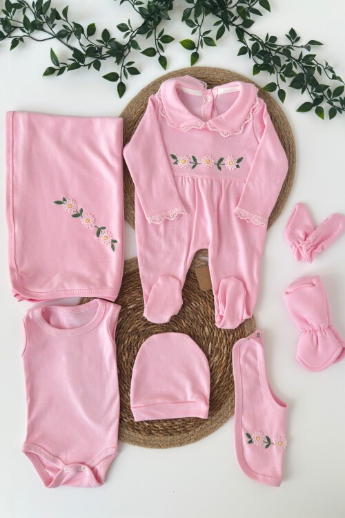 PAPATYA NAKIŞLI 7Lİ SET PEMBE