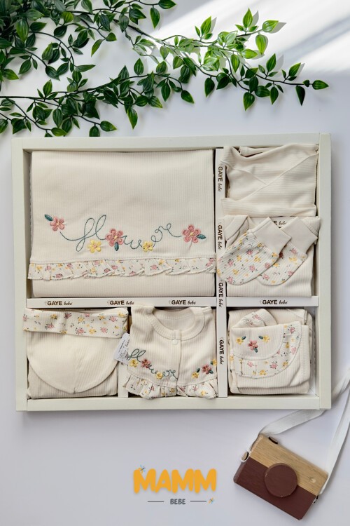 ÇİÇEK NAKIŞLI FIRFIRLI ORGANİK HASTAHANE ÇIKIŞI 10LU