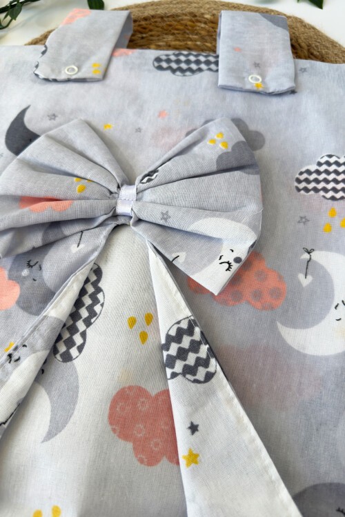 GÖKYÜZÜ DESENLİ PUSET ÖRTÜSÜ GRİ