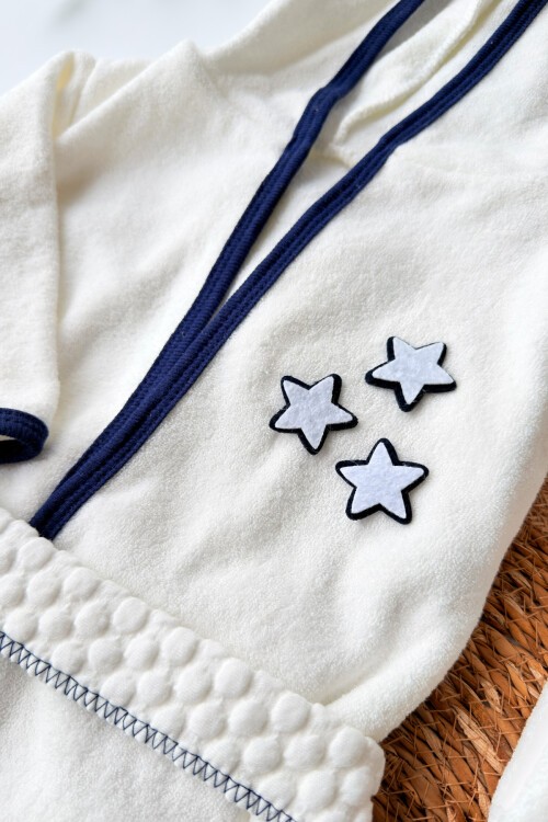 KUZULU BEBEK HAVLU BORNOZ TAKIMI LACİVERT