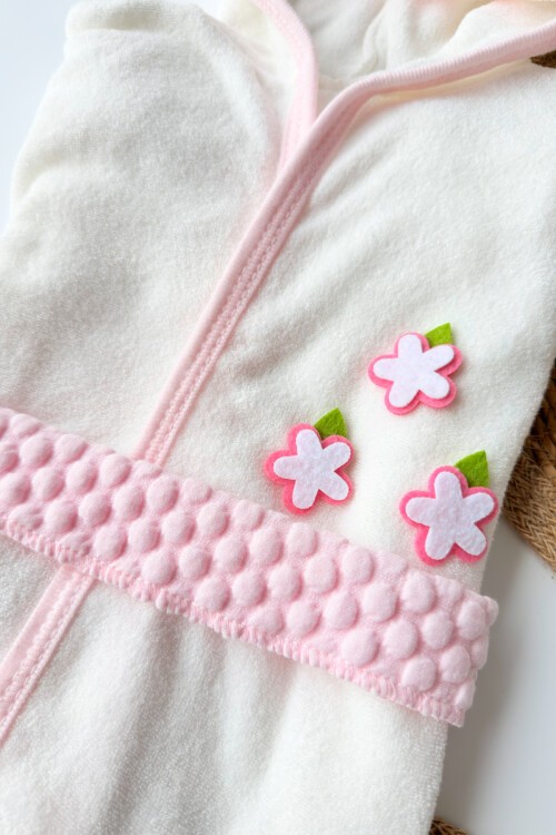 KUZULU BEBEK HAVLU BORNOZ TAKIMI PEMBE