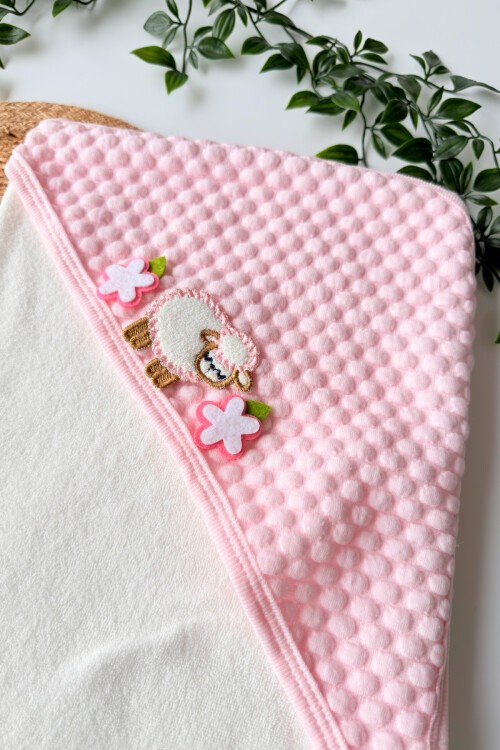 KUZULU BEBEK HAVLU BORNOZ TAKIMI PEMBE