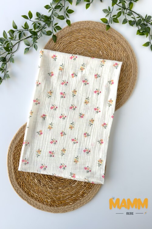 ÇİÇEK DESENLİ MÜSLİN BEBEK BATTANİYE 85*85