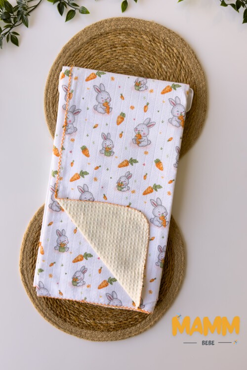 PİKELİ MÜSLİN BEBEK BATTANİYE HAVUÇLU 100*100 CM