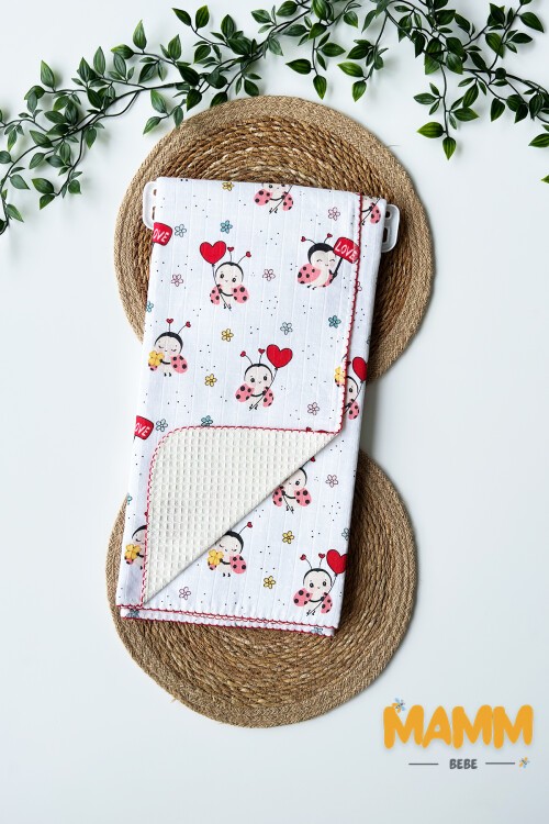 PİKELİ MÜSLİN BEBEK BATTANİYE UĞUR BÖCEĞİ 100*100 CM