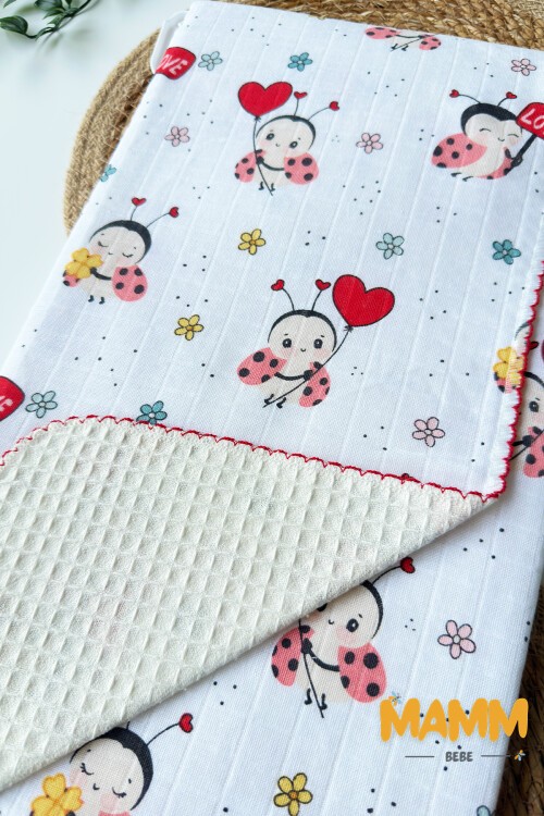 PİKELİ MÜSLİN BEBEK BATTANİYE UĞUR BÖCEĞİ 100*100 CM