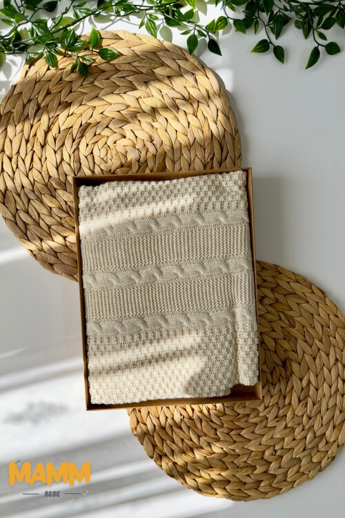 SAÇ ÖRGÜ KUTULU BATTANİYE AÇIK KAHVE 95*95