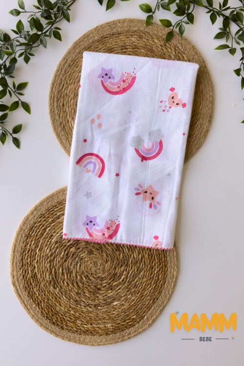 TEK KATLI BULUT DESENLİ MÜSLİN BATTANİYE 80*90 CM