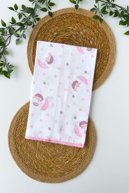 TEK KATLI KİRPİ DESENLİ MÜSLİN BATTANİYE 80*90 CM PEMBE