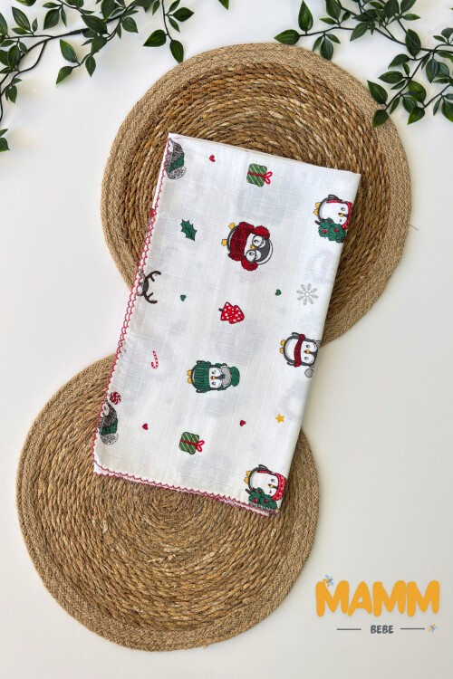 TEK KATLI YILBAŞI DESENLİ MÜSLİN BATTANİYE 80*90 CM