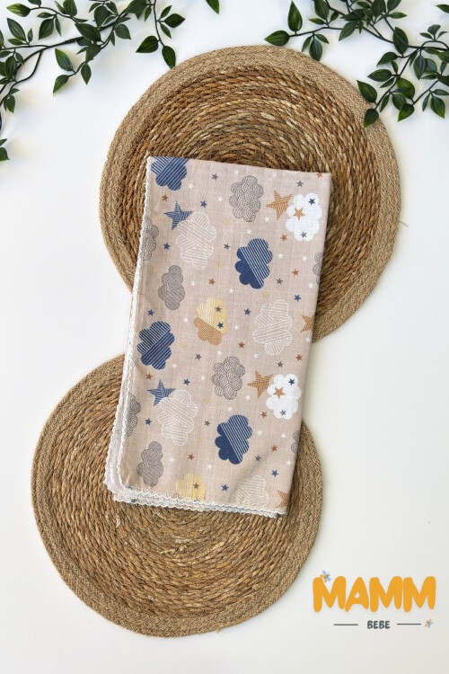 TEK KATLI BULUT DESENLİ MÜSLİN BATTANİYE 80*90 CM