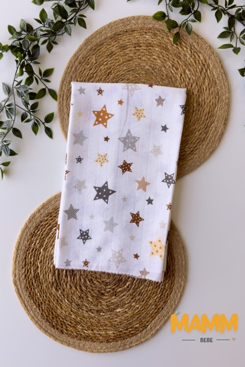 TEK KATLI YILDIZ DESENLİ MÜSLİN BATTANİYE 80*90 CM