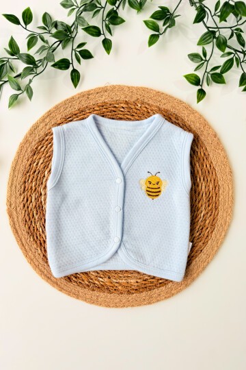 0-12 AY ARI NAKIŞLI YELEK MAVİ
