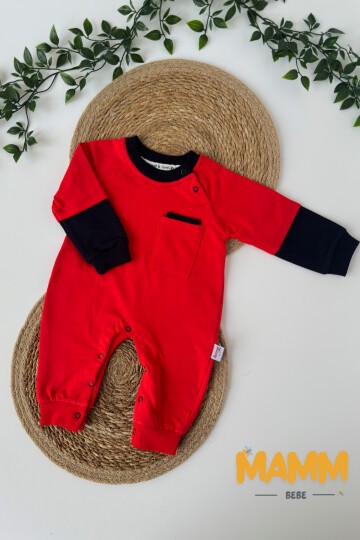 0-12 AY CEP DETAYLI MANŞETLİ TULUM KIRMIZI