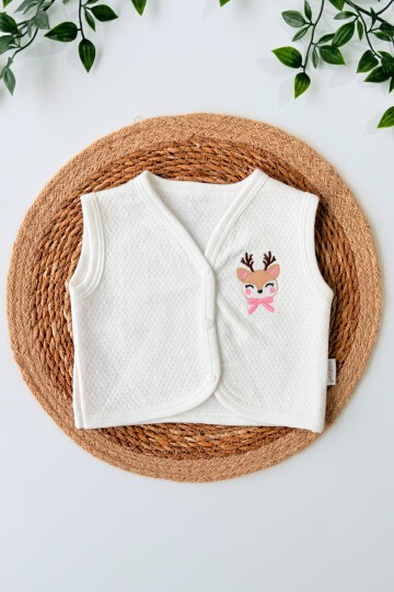 0-12 AY GEYİK NAKIŞLI YELEK BEYAZ