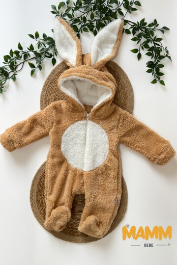 0-12 AY KAPŞONLU TAVŞAN KULAKLI WELSOFT TULUM KAHVE