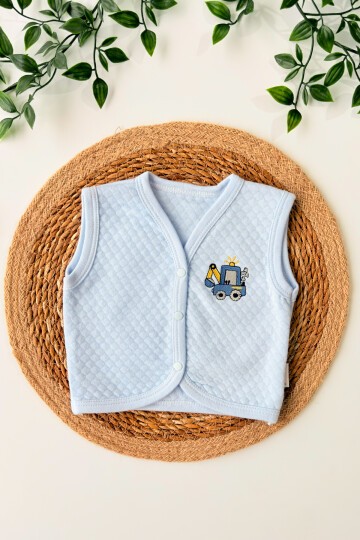0-12 AY KEPÇE NAKIŞLI YELEK MAVİ