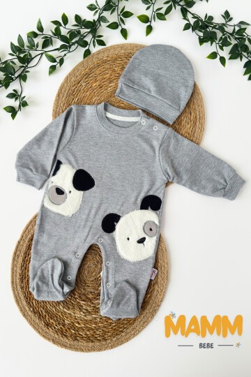 0-12 AY PANDA KABARTMALI PATİKLİ TULUM GRİ