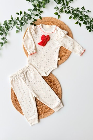 0-12 AY PUANTİYELİ FİYONKLU BADİLİ TAKIM KIRMIZI