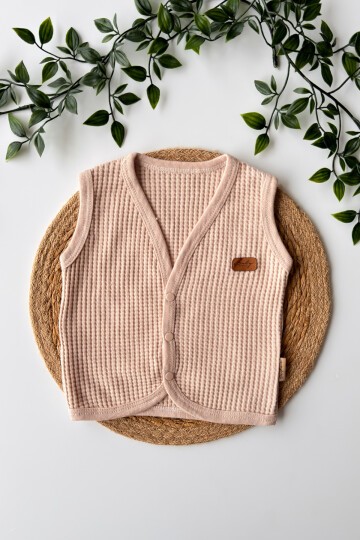 0-9 AY WAFFLE DESENLİ YELEK KAHVE