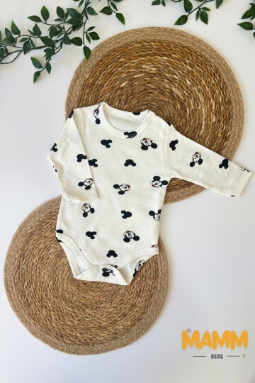 0-18 AY FARE KAFA DESENLİ UZUN KOLLU BADİ